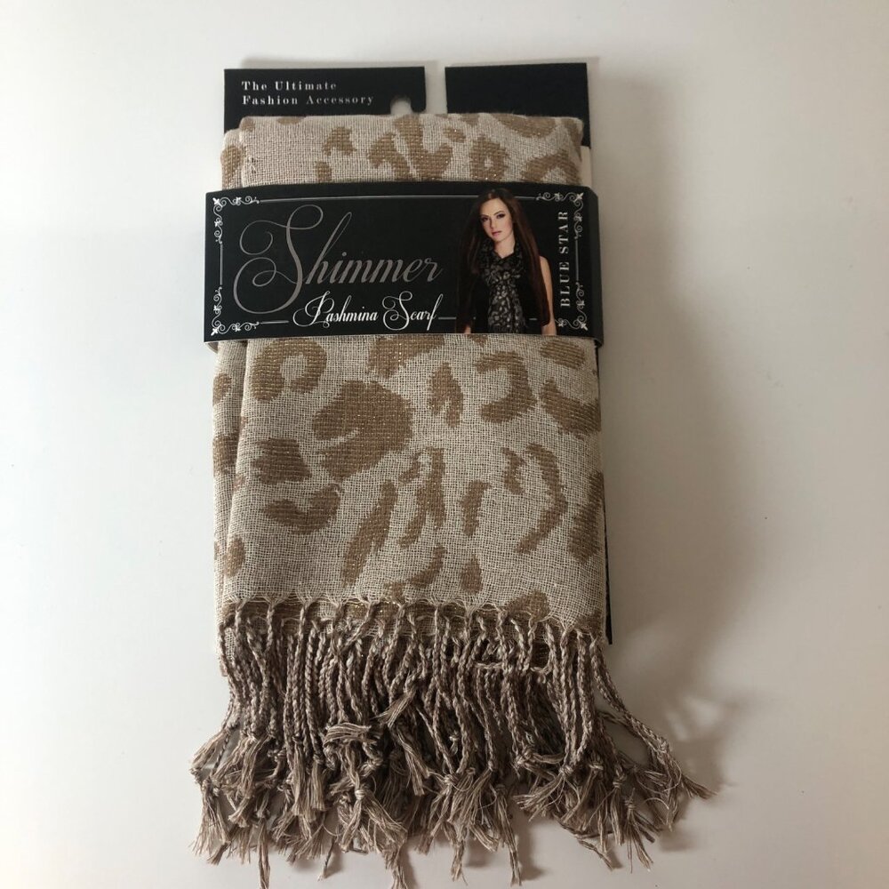 Shimmer Pashmina Acrylic Scarf Animal Print Shawl Wrap Fringed NEW